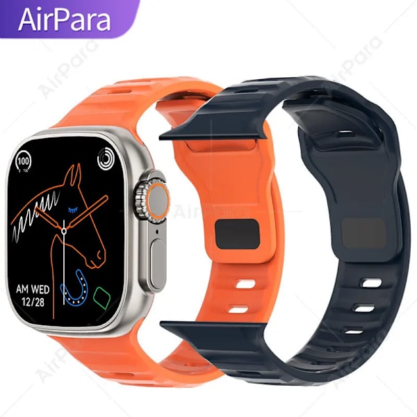 AirPara Smart Watch Ultra Bluetooth Call NFC Smartwatch Wireless Charge Health Monitor Herr Dam Fitness Watches Series 8 With Silicone Strap(.548)