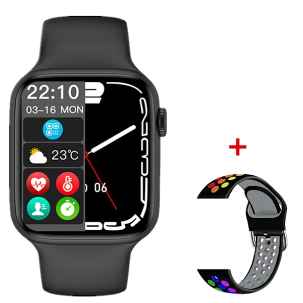 NY Smart Watch Series 8 HD-skärm Sport Puls Blodtryck Fitness Tracker Bluetooth Call Herr Dam Smartwatch för Apple black and JiaoHeiCai