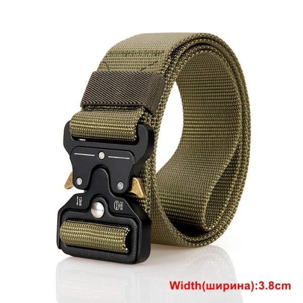 5,0 cm brett 145 cm armébälte taktiskt militärt nylon midjebälten Quick release Jaktträning Stark metallspänne polis herr 3.8cm(wide) Green 125cm