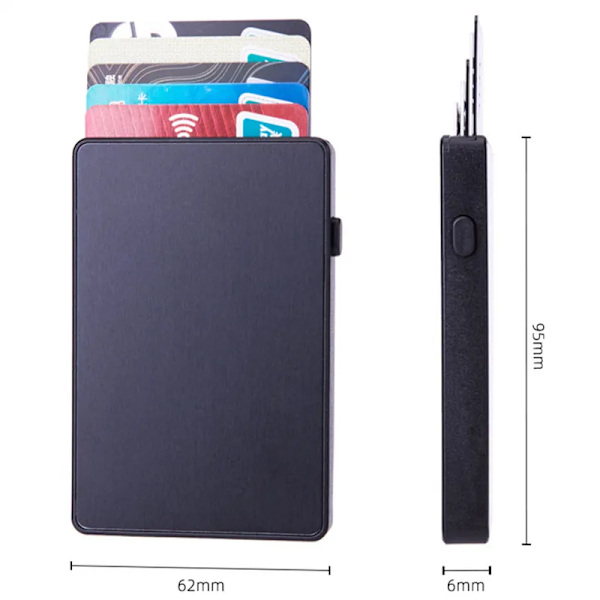 Bisi Goro herrplånbok tunn RFID-blockerande popup-knapp Case Aluminium Enkelkorthållare Box Smart plånbok Name-X-64-Gray