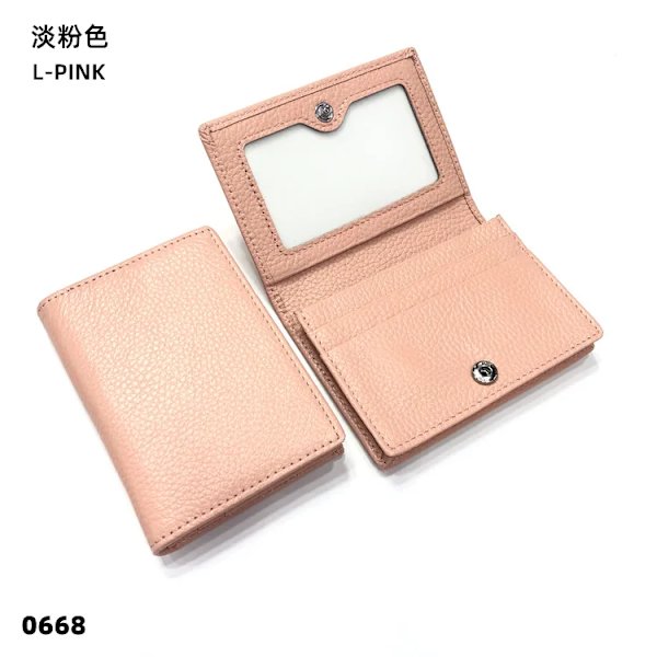 Visitkortshållare Dam Bifold Läder Kreditkortsfodral Case Anpassad Män Ko Äkta Läder Pink
