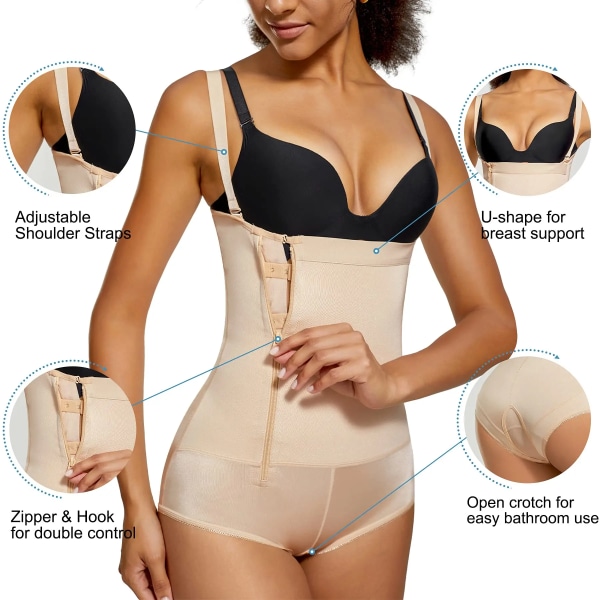 Nadainaa body shaper latex shapewear kvinnor rumplyftare magkontroll shaper bantning underkläder gördelförstärkare magformning 7096 Beige XXL