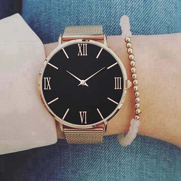 Damklockor Lyx Rose Gold Urtavla Topp Märke Rostfritt Stål Klänning Quartz Armbandsur Mesh Armband Kvinnlig Klocka Hot Zegarek Damski Grey