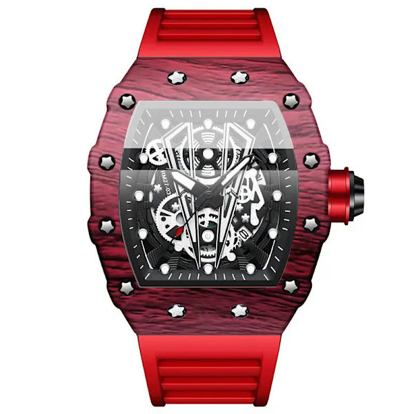 Ny design watch Mode Automatisk rörelse Fat Lysande Vattentät klocka Sport Mans Silikonarmband Quartz Armbandsur style 9