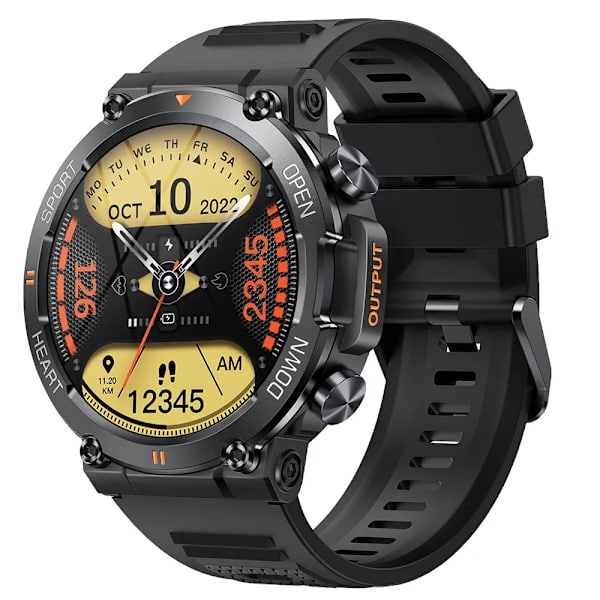 EIGIIS Smart Watch Herr 1,39'' IPS-skärm Bluetooth Call Watch 24 Sportlägen 400mAh batteriklocka Smartwatch For Herr Silicone Black Bluetooth Call