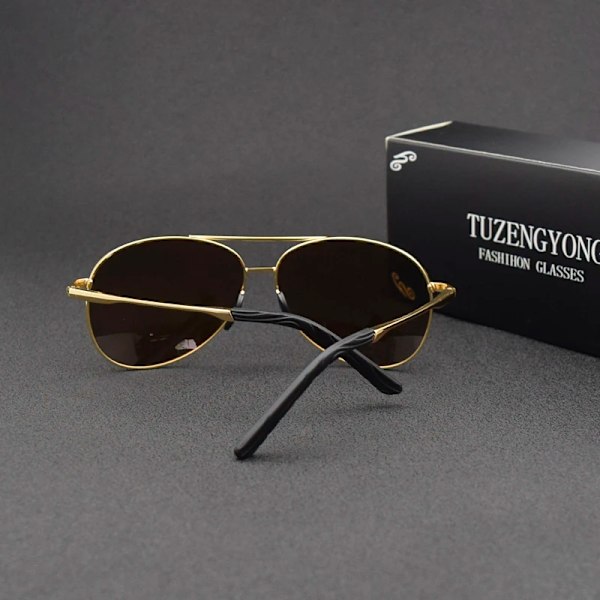 TUZENGYONG 2023 Brand Alloy Herrsolglasögon Polarized UV400 Lens Solglasögon För Herr Pilotglasögon Oculos de sol Hög kvalitet T8013 C05 no box