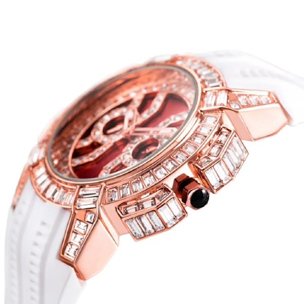 Moissanite Diamond Jacob&Co Mode Watch för män Ny watch Herr Hip Hop Lyx 18K guld Chrono vit gummiröd watch V318-SBL