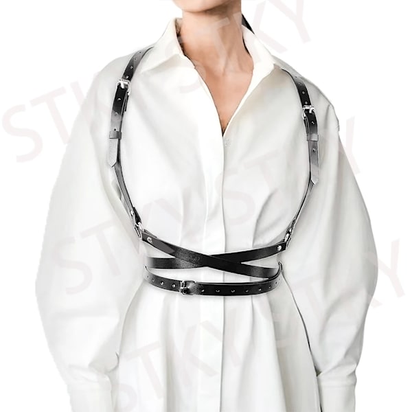 Punk Bröstsele Bälten Dammode Gotiska Kroppsremmar Bondage Bur Läder Midjebältshängslar Bdsm Kvinna Accessoarer bra 08