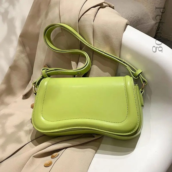 Petscog Luxury Designer Axelväskor Crossbody Väskor För Kvinnor Pu Läder Trend Kvinnlig Underarm Väska Mode Handväska Flap Handväskor Auburn (20cmMax Length30cm)