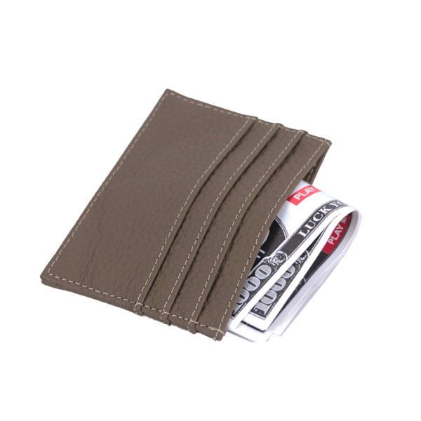 Anpassad 100 % koläder Pebble Mönster Kreditkortshållare Smal plånbok Män Kvinnor Plånbok Pocket Card Custom Initial Letters Case dark khaki 0695