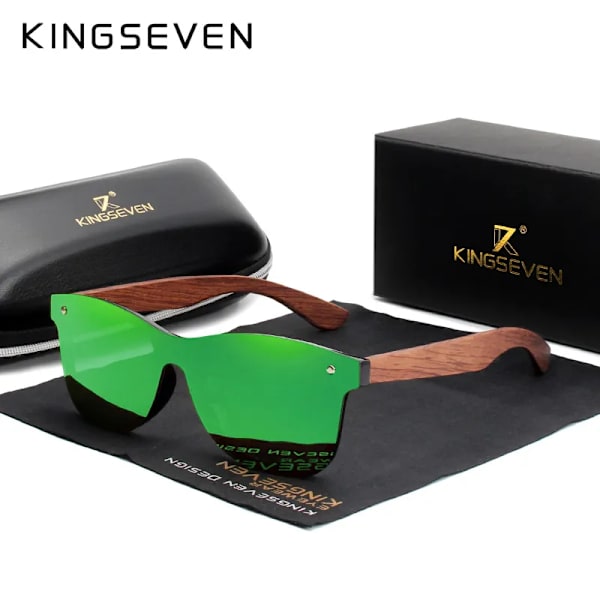 KINGSEVEN Naturligt trä Solglasögon Män Polariserat Mode Solglasögon Original Trä Oculos De Sol Masculino green bubinga wood Original