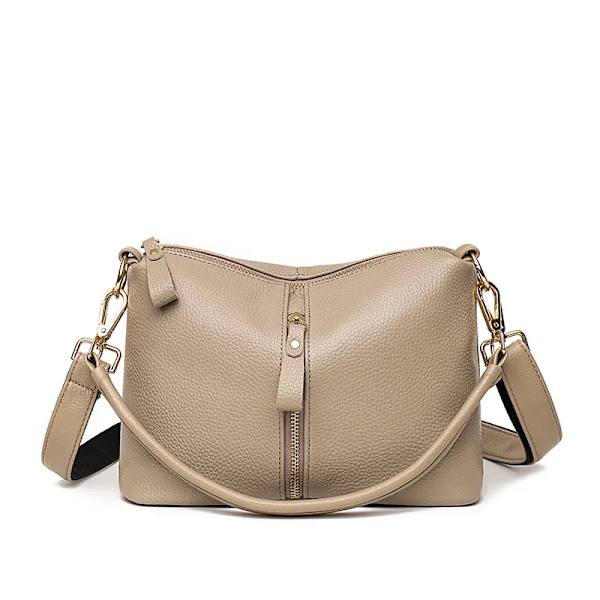 Väskor i äkta läder för kvinnor Casual Enkel Små handväskor för kvinnor Högkvalitativ naturlig nötkött Kvinnlig axlar Crossbody Tote Khaki