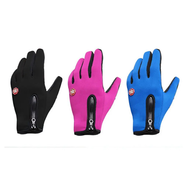 Cykelhandskar Herr och Dam Fleece Vindtät Varma Touch Screen Handskar Utomhus bergsklättring Skidkörning Dragkedja Handskar pink M