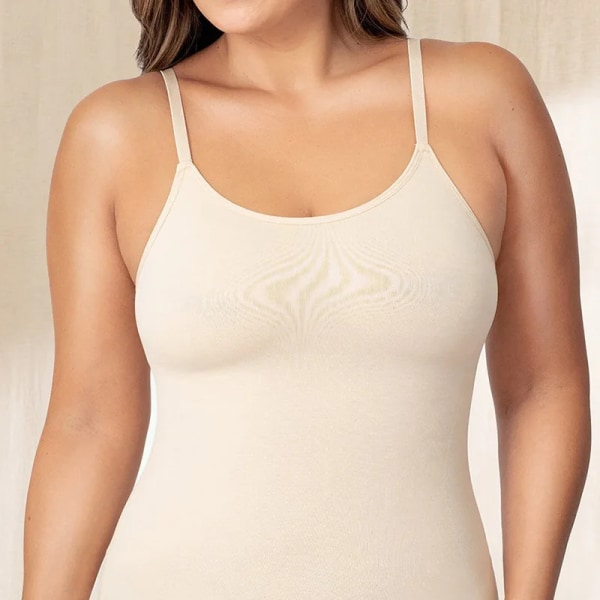 Seamless Shapewear Camisole Linne för kvinnor Scoop Neck Midja Magkontroll Bodyshaper Kompression Topp Väst Skjorta Body Shaper Beige XXXL