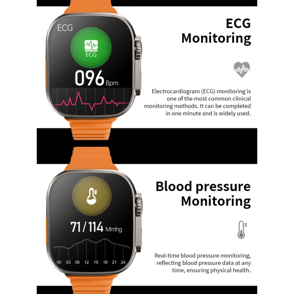 VWAR ZD8 Ultra MAX Plus Smart Watch Series 8 Kompass 49mm Titanium Alloy Bluetooth Call NFC ECG IP68 Vattentät Smartwatch Gold Alpine O