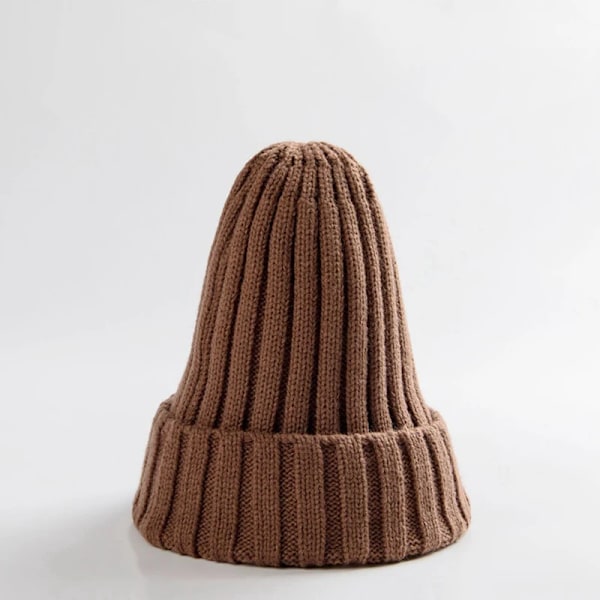Unisex Bomullsblendade Varma Mjuka Stickade Mössor Hip Hop Vintermössor Beanies För Flickor Höstmössor Skullies Beanies brown