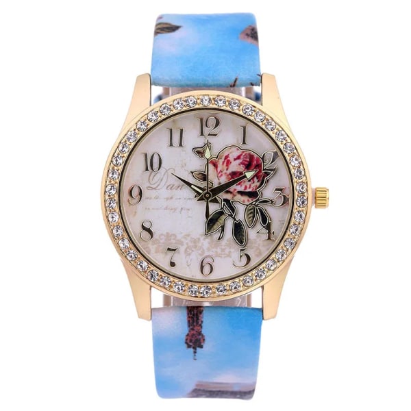 Mode Damklockor Kvinnor Printed Watch Lyx Casual Quartz Läder Watch Mode Kvinnlig Klänning Klockor Relogio White
