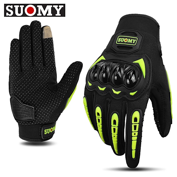 Suomy Motorcykelhandskar Herr Dam Sommar Motorcykel Racinghandskar Pekskärm Andningsbara Motocross Moto Biker Cykelhandskar su-33-Green XXL