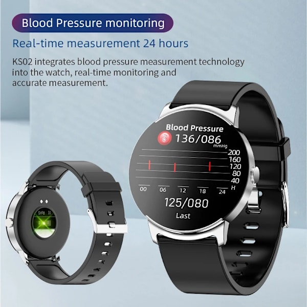 NY Glukos Smart Watch Herr Blodtryck Blod Syre Kroppstemperatur Pulslarm IP68 Vattentät Smartwatch Dam Silver mesh