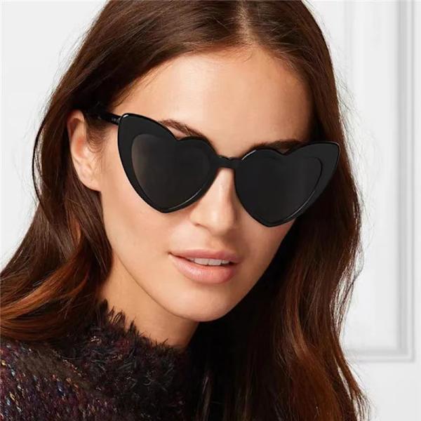 13 färger Mode Hjärta Dam Solglasögon Personlighet Stor Båge Glitter Rosa Solskydd Glasögon Glasögon UV400 Glasögon transparent red 1 pair