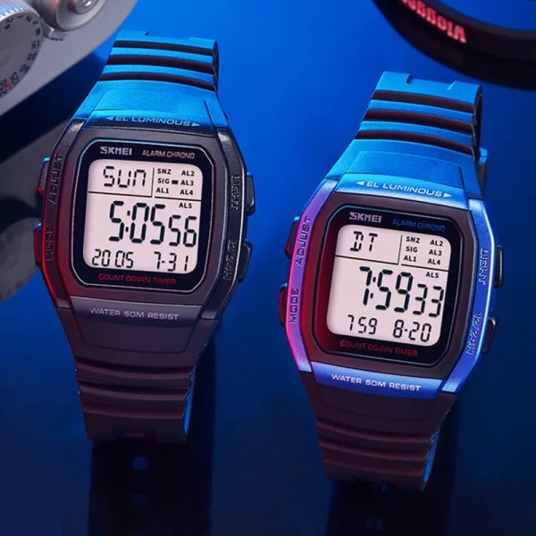 SKMEI Mode Herr Klockor Vattentät Sport Digital LED Alarm Chrono Elektronisk Klocka Man Student Armbandsur Relogio Masculino Titanium