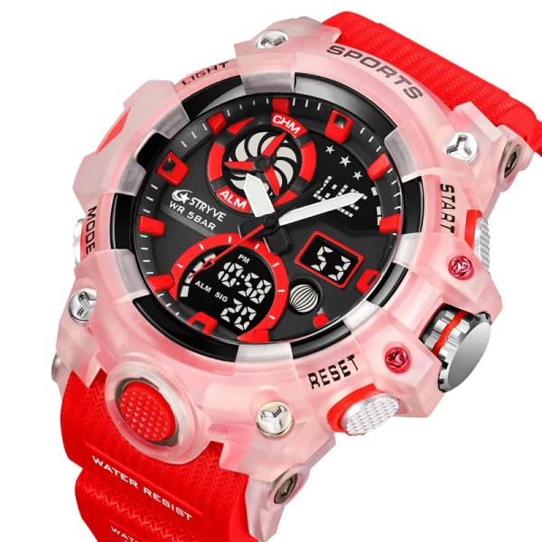 STRYVE Top Brand Elektronisk Watch För Herr Utomhussport Vattentät Dual Time Display Quartz Armbandsur Gummi reloj hombre red