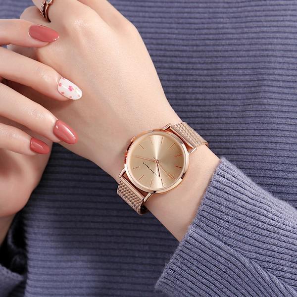 Hannah Martin Watch Japan Quartz Movement Enkel Vattentät Rose Gold Rostfritt stål Mesh Watch relogio feminino HM-CH36-1