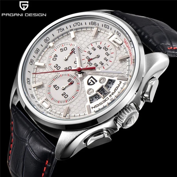 relogio masculino PAGANI DESIGN Män Quartz Klockor Lyxmärken Mode Tidsinställd rörelse Militär Klockor Läder Quartz Klockor black red B