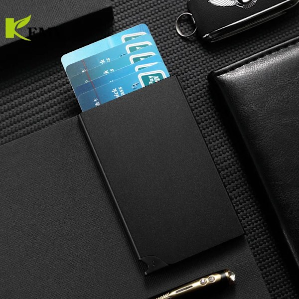 Ny Creative Metal Korthållare Pop Up Button Slim Plånböcker Lyxig RFID-skyddsminificka för män och kvinnor Silver