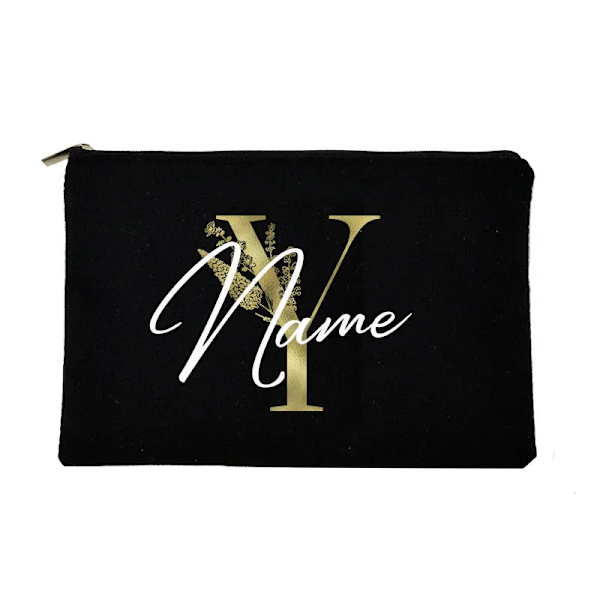 Personliga initialer Sminkväska Brudtärna Maid of Honor Semester Canvas Monogram Kosmetisk påse Bröllop möhippa Present Y