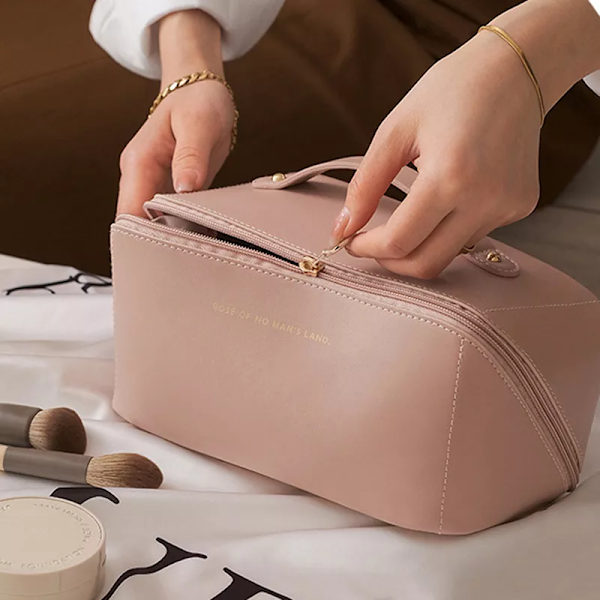 Ins Kudde Kosmetikväska För Kvinnor Stort case Organizer Koreansk kosmetikapåse Rese-necessär Case Pink-2
