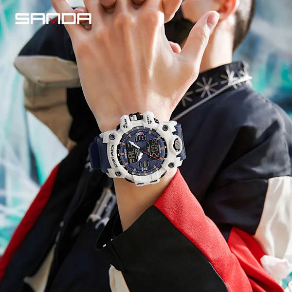 Ny 2023 Step Calorimeter Single Display Electronic Sanda 6126 Watch Simple Nightlight Vattentät Sport Electronic Watch orange