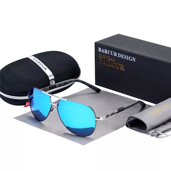 BARCUR Solglasögon för män Polarized UV400 Skydd Körning Solglasögon Kvinnor Man Oculos de sol Gun Blue BARCUR