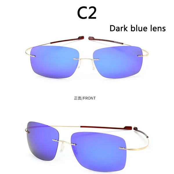 2021 NYHET Coola 100 % rent titan båglösa solglasögon Polariserade linser Grå Supertunna linser Solskyddad UV-skydd UV400 Oculos C2 Dark blue lens Other