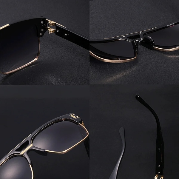 Trendiga Lyx Herr Solglasögon Fyrkantig Stor Båg Spegel Gradient Klar Lins Metallskärmar Anti Blue Light Oculos De Sol UV400 Black Clear As the picture