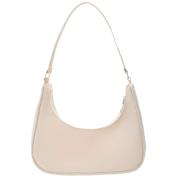 Damväskor Armhåla Axelväska Liten axelväska Nylon Underarmsväskor Clutch Dam Hobos Simple Handväskor Bolso Feminina Beige