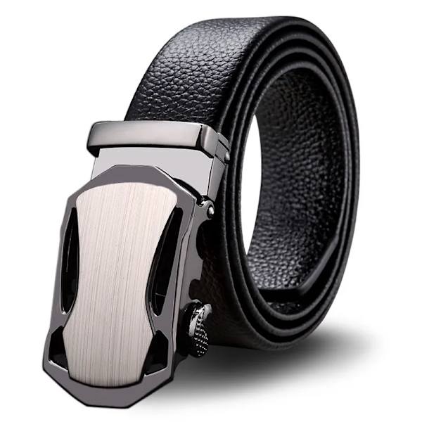 Herr Business Style Bälte Svart Pu Läderrem Man Midjeband Automatiskt spänne Bälten för män Toppkvalitets gördelbälten för Jean Black