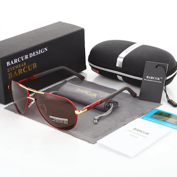 BARCUR Solglasögon för män Polarized UV400 Skydd Körning Solglasögon Kvinnor Man Oculos de sol Gold Tea BARCUR