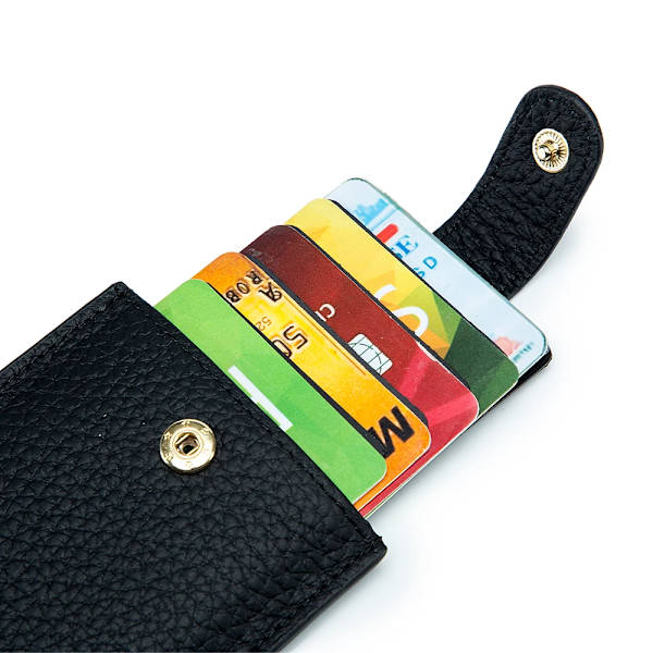 Smal korthållare i äkta läder Snabb åtkomst dragflik RFID-foder Mjuk kohud Män Kvinnor Bärbar cover. Lemon Yellow