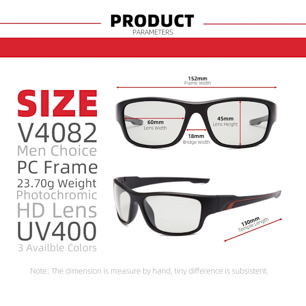 2023 Photochromic Män Cykelsolglasögon Sport Färgförändring Polariserad utomhusglasögoncykel Kvinnor Cykelglasögon 1 Red Photochromic Lens