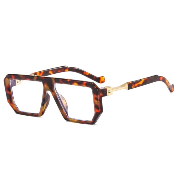 SO&EI Retro Polygon Fyrkantiga Solglasögon Kvinnor Mode Jelly Färg Glasögon Skärmar UV400 Märkesdesigner Män Trendiga Solglasögon Leopard clear As the picture