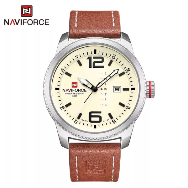 NAVIFORCE Klockor för män Casual Sport Dag- och datumvisning Quartz Armbandsur Stor urtavla Klocka med lysande visare Relogio Masculino SBBN