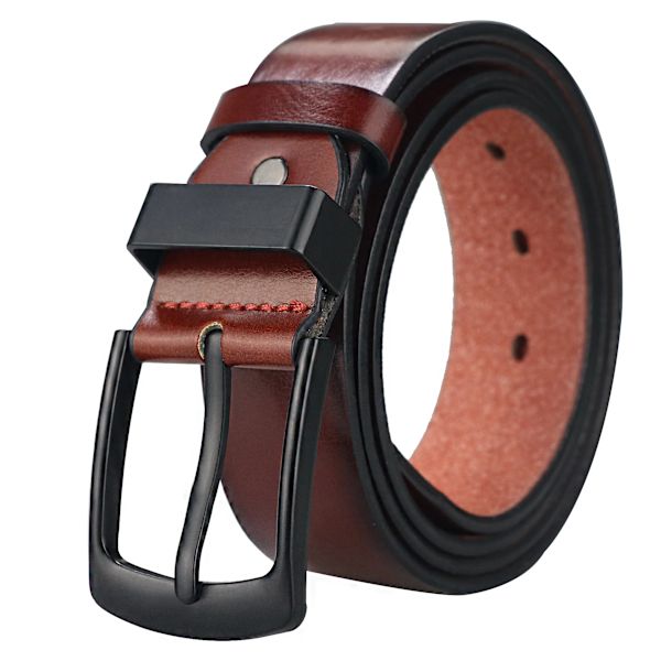 Maikun Herr Vintage Casual Bälte Svart Pin Spänne Student mångsidigt läder brett bälte Brown 125cm