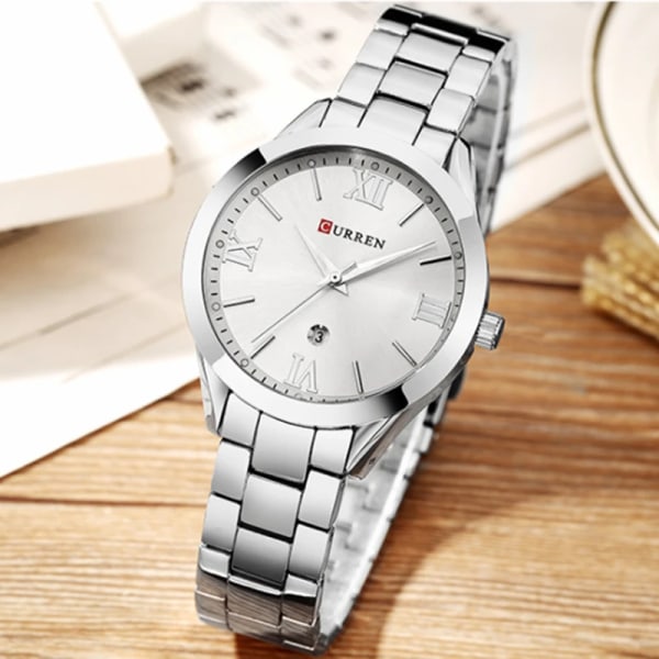 CURREN Watch För Dam Mode Retro Dam Watch Vattentät Stål Watch För Dam Jul Relógio Feminino 9007 gold white box