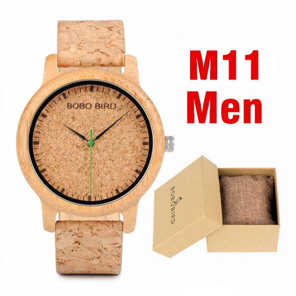 BOBO BIRD Träklockor Herr & Kvinnor Läder Nylon Silikonrem Casual Quartz Watch Presentask Förpackning Surport Drop M11