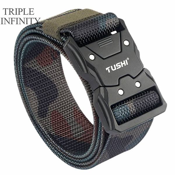 2022 Quick Release Pluggbart spänne Taktiskt bälte Tufft Nylon Militärbälte för män Kamp Slitstarka manliga jeans Midjeband Jakt Camouflage Belt A 125cm Adjustable