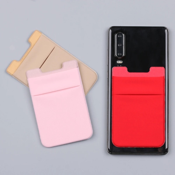 1 st självhäftande klistermärke Telefonficka Mobiltelefon Stick On Card Plånbok Stretchiga kreditkort ID-kortshållare Fodral dark grey