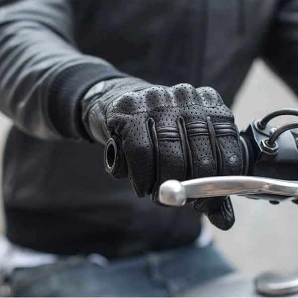 Äkta Läder Motorcykelhandskar Herr Hög Kvalitet Getläder Atv Mx Motocrosshandskar Racing Ventilerande Pekskärm Guantes XL