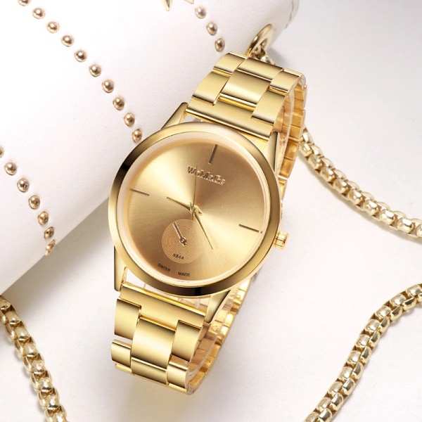Womage Damklockor Relogio Feminino Luxury Quartz Armbandsur Full Rostfritt Stål Dam Klockor Mujer Dam Bayan Kol Saati Black