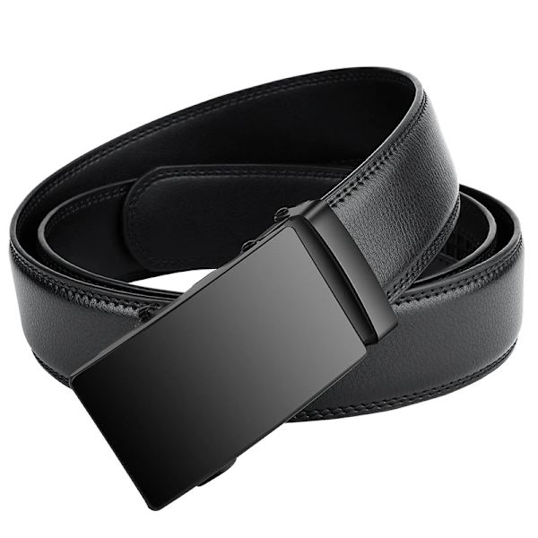 NYHET Plus Size LÅNGT Bälte Herr Dam 130 140 150 160 170 180 cm Svart Automatiskt Spänne Äkta Läder Märke Mode Betls Business Black 03 100cm(waist80-85cm